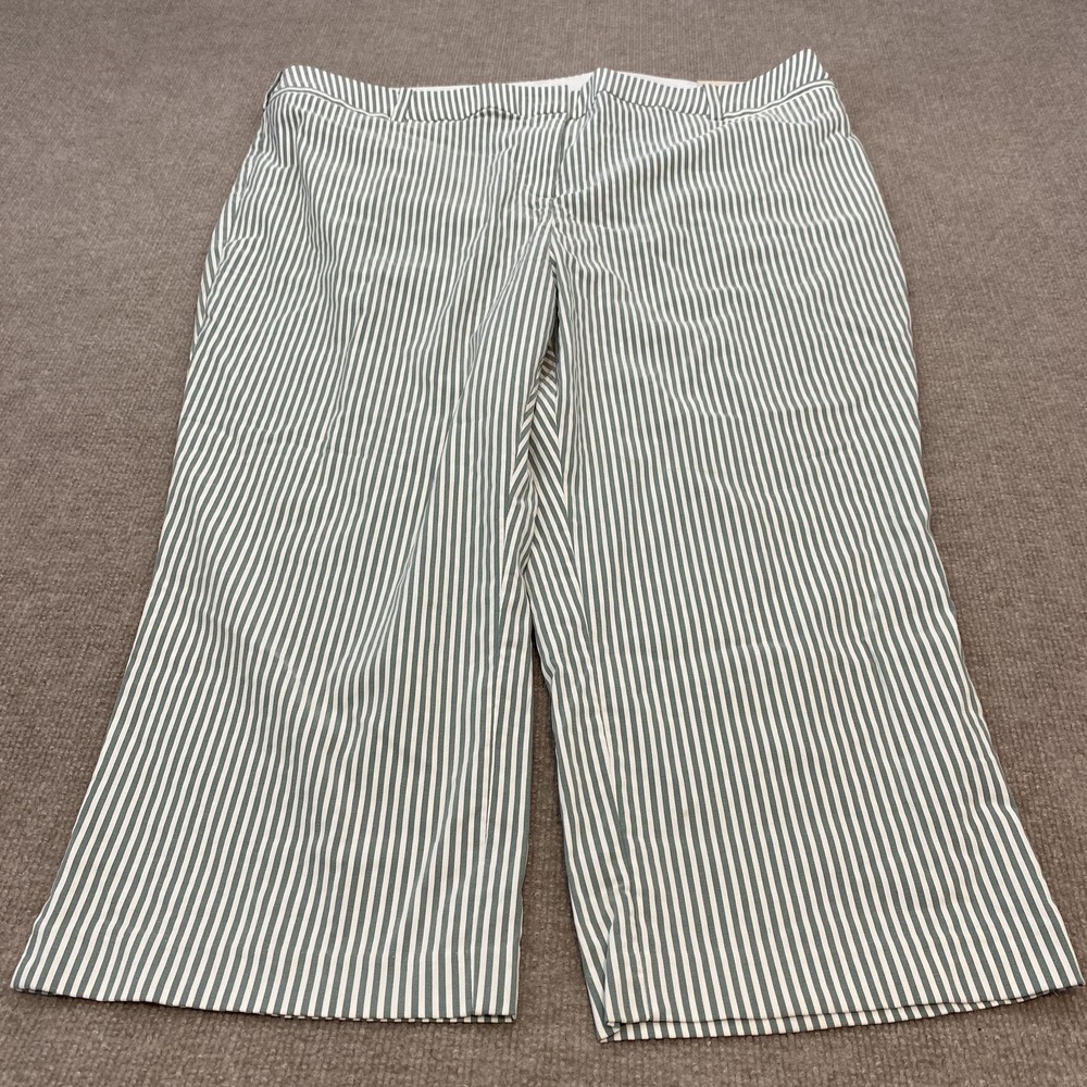 Lane Bryant Pants Womens 24 Green Striped 4-Season Slim Capri Mid Rise Dress